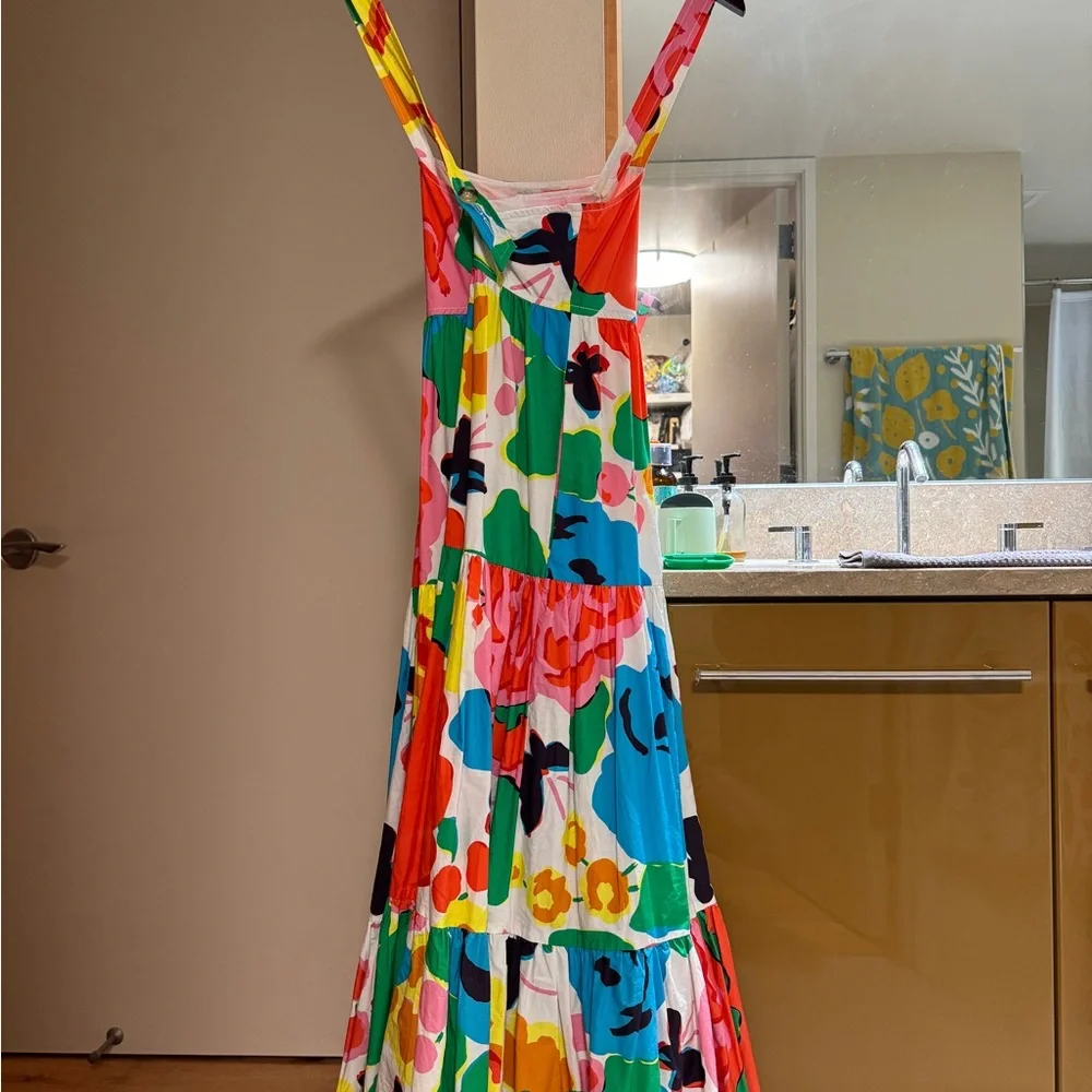 J Crew Tiered Maxi Dress in Ratti Jardin Floral Print with pockets  sz 2 - Picture 2 of 8